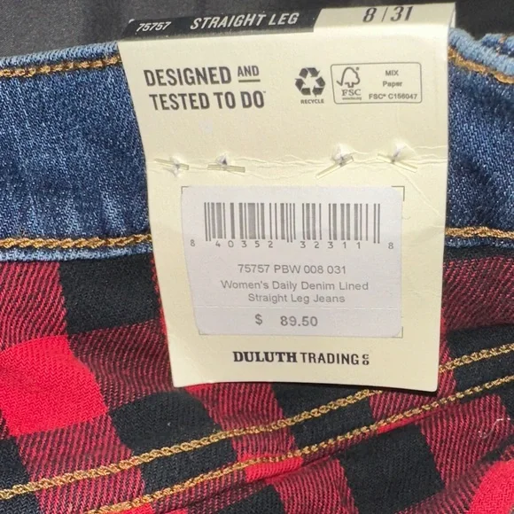 Duluth Trading Co Women's Classic lined Indigo Straight Jeans - Picture 6 of 8